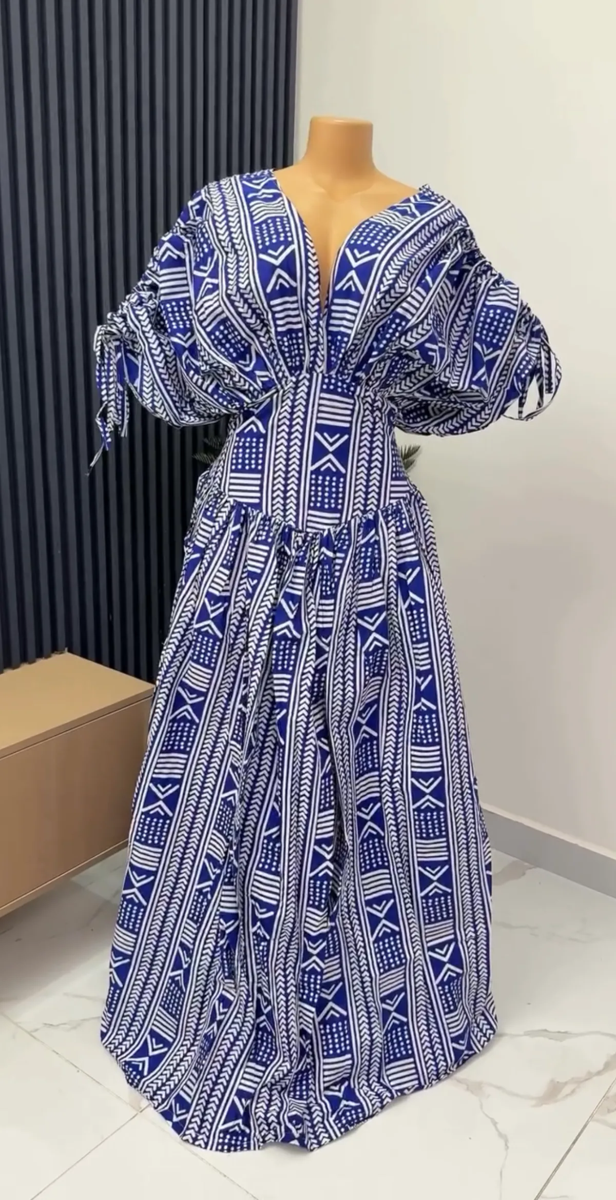 Mudcloth Tiered Maxi in Cobalt